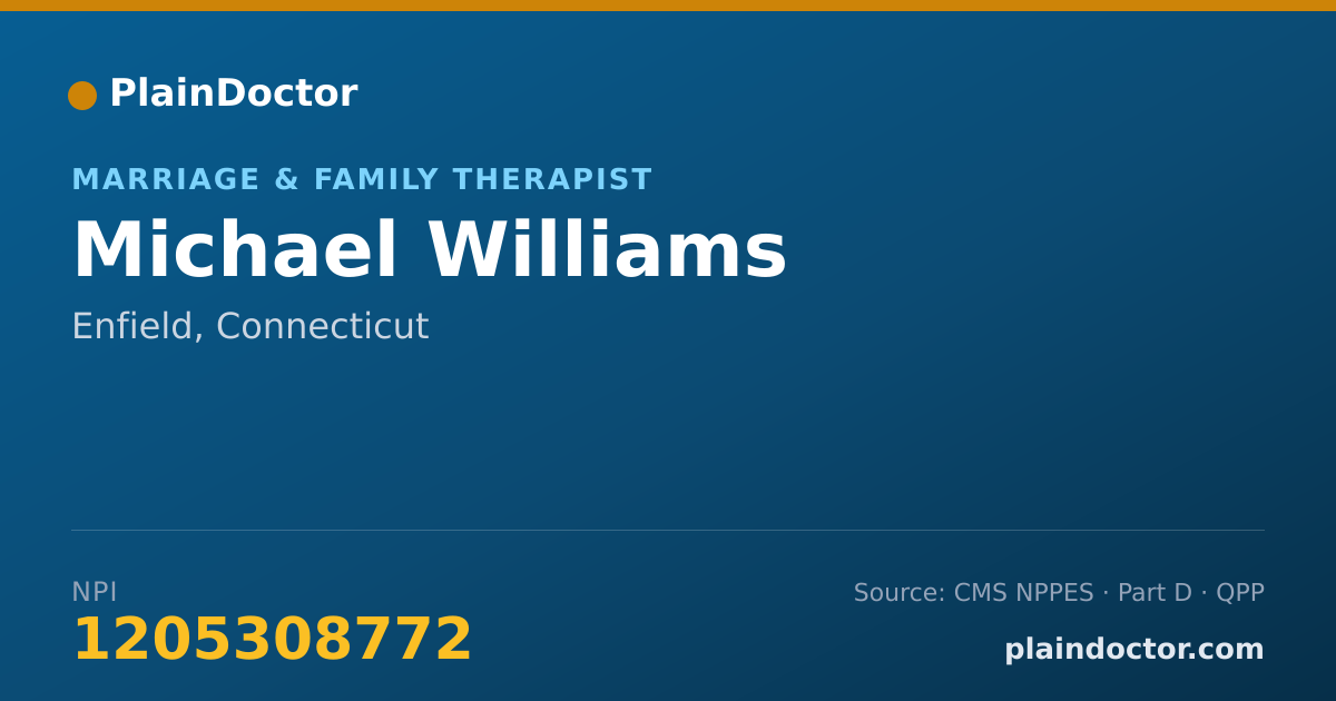 Shareable card for Michael Williams - Marriage & Family Therapist, Enfield, CT