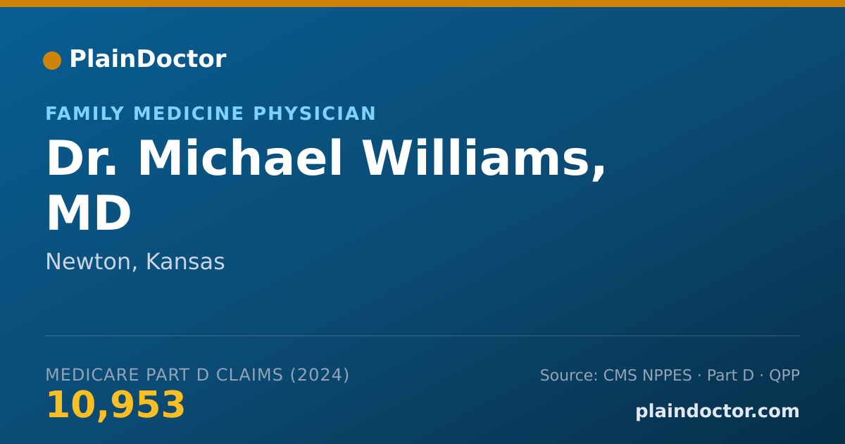 Shareable card for Michael Williams, MD - Family Medicine Physician, Newton, KS