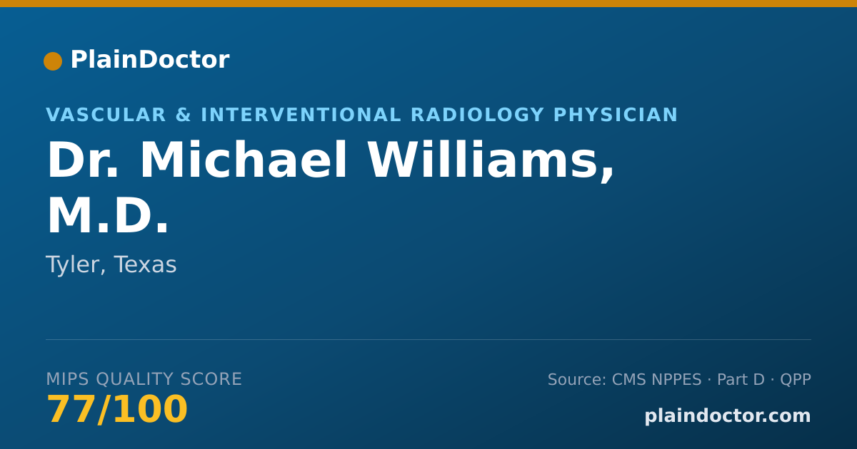 Shareable card for Michael Williams, M.D. - Neuroradiology Physician, Tyler, TX