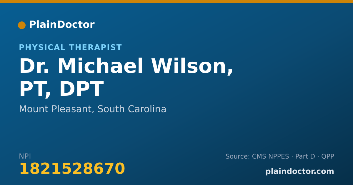 Shareable card for Michael Wilson, PT, DPT - Physical Therapist, Mount Pleasant, SC