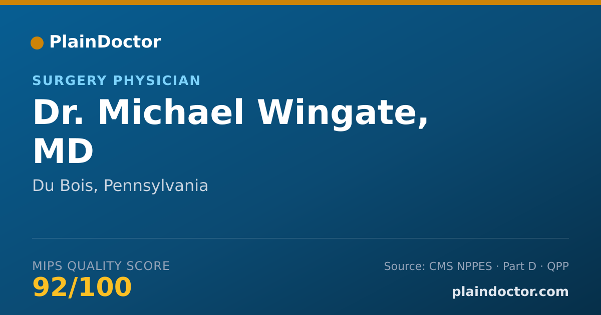 Shareable card for Michael Wingate, MD - Surgery Physician, Du Bois, PA