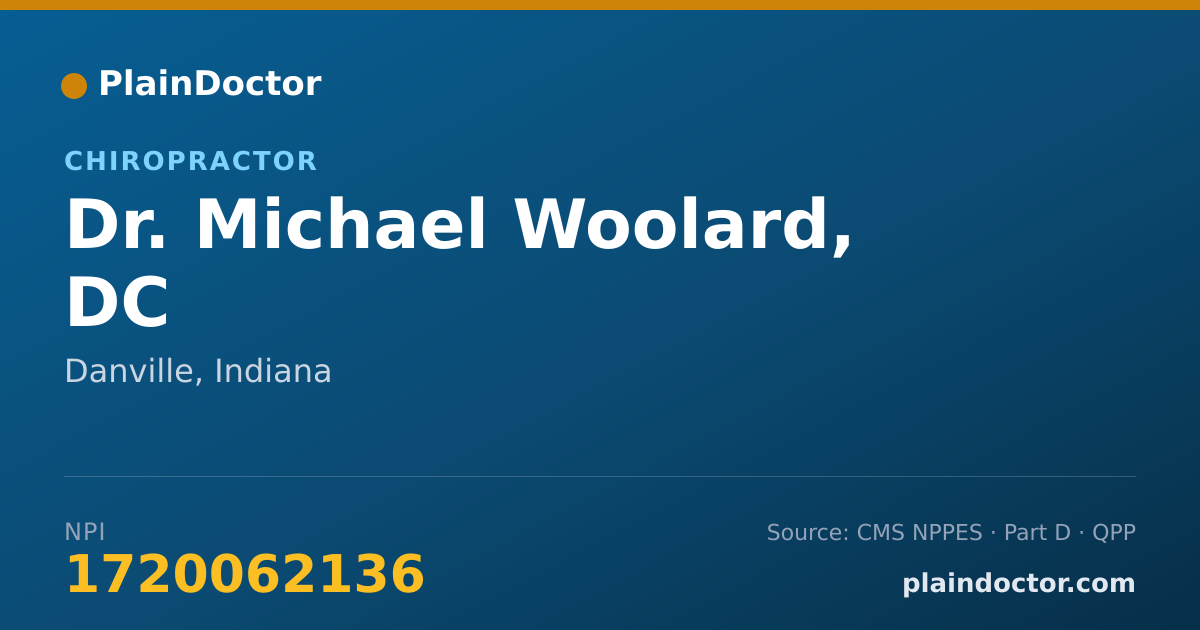 Shareable card for Michael Woolard, DC - Chiropractor, Danville, IN
