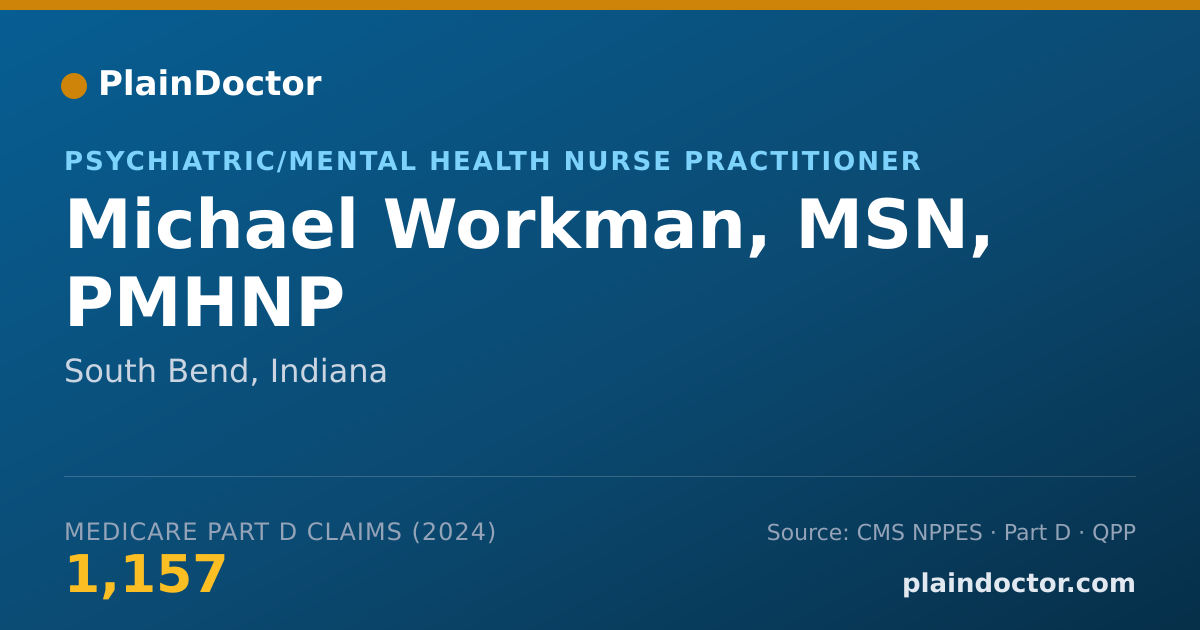 Shareable card for Michael Workman, MSN, PMHNP - Psychiatric/Mental Health Nurse Practitioner, South Bend, IN