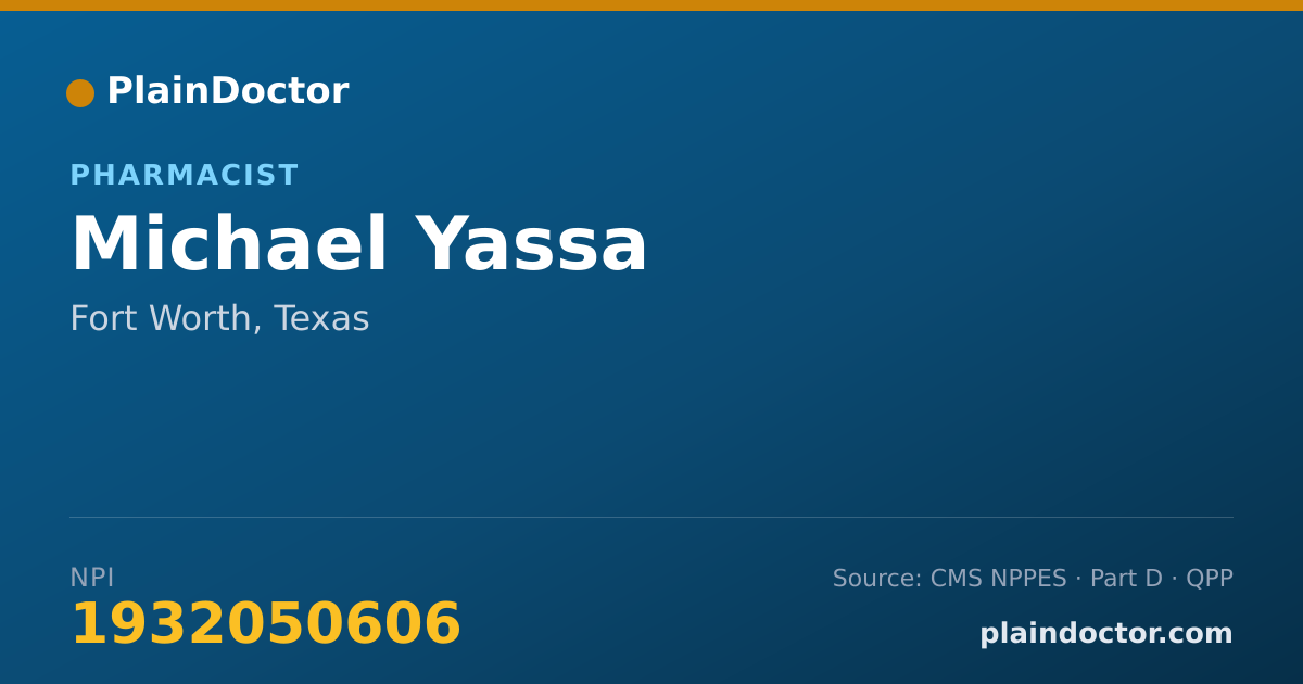 Shareable card for Michael Yassa - Pharmacist, Fort Worth, TX
