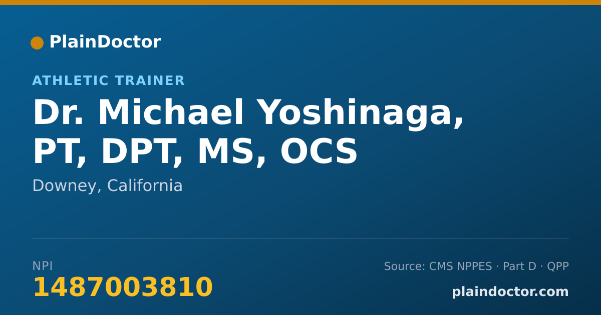 Shareable card for Michael Yoshinaga, PT, DPT, MS, OCS - Athletic Trainer, Downey, CA