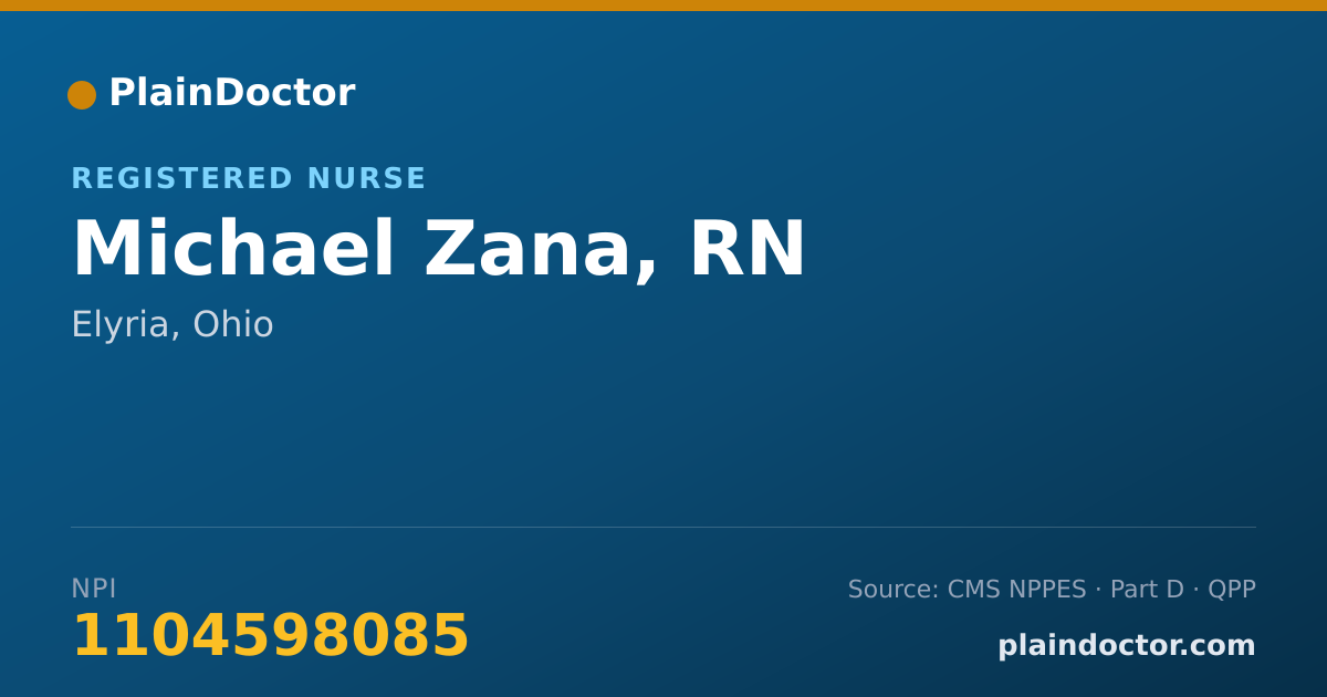 Shareable card for Michael Zana, RN - Registered Nurse, Elyria, OH