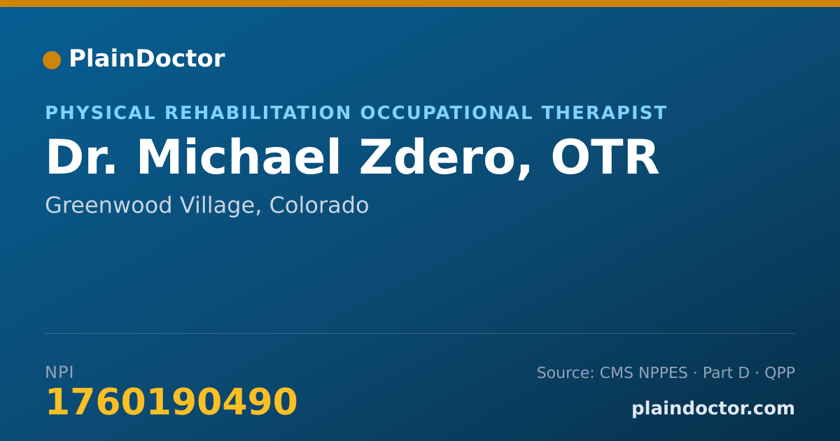 Shareable card for Michael Zdero, OTR - Physical Rehabilitation Occupational Therapist, Greenwood Village, CO