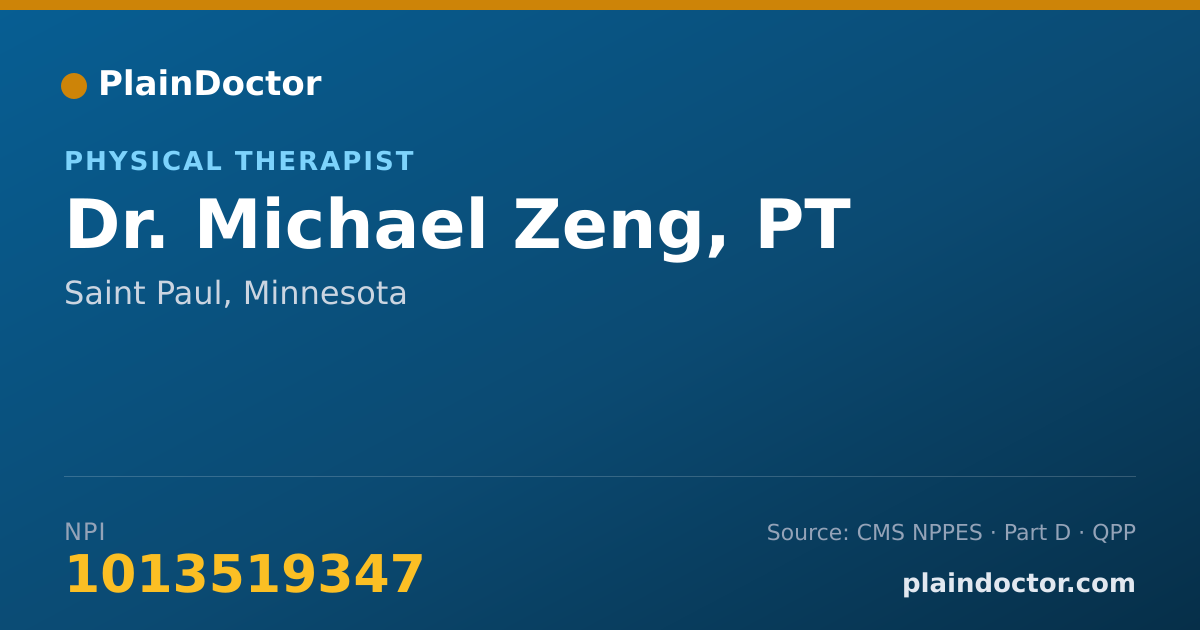 Shareable card for Michael Zeng, PT - Physical Therapist, Saint Paul, MN