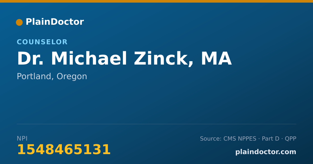 Shareable card for Michael Zinck, MA - Counselor, Portland, OR