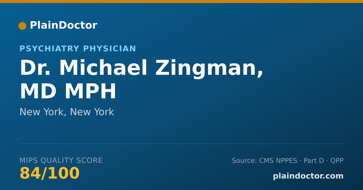 Shareable card for Michael Zingman, MD MPH - Psychiatry Physician, New York, NY