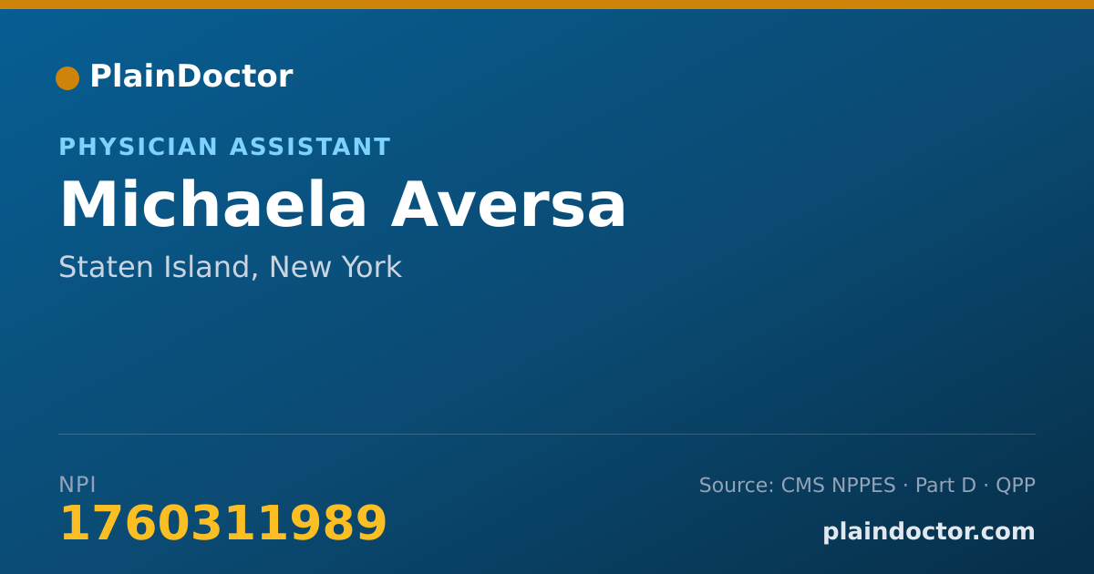 Shareable card for Michaela Aversa - Physician Assistant, Staten Island, NY