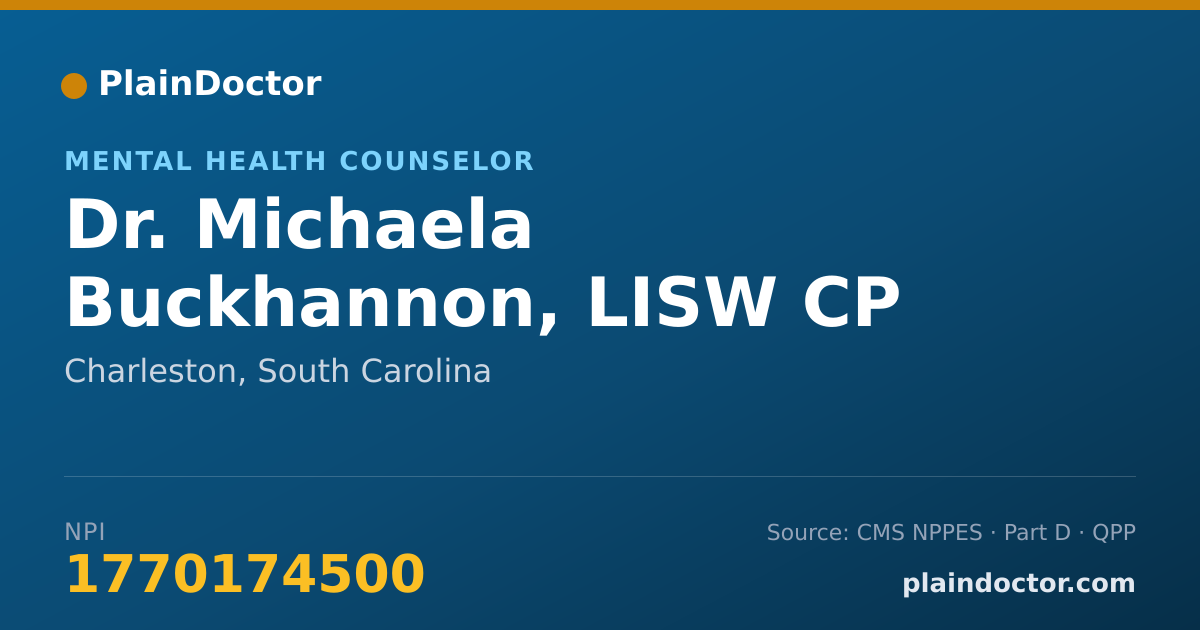 Shareable card for Michaela Buckhannon, LISW CP - Mental Health Counselor, Charleston, SC