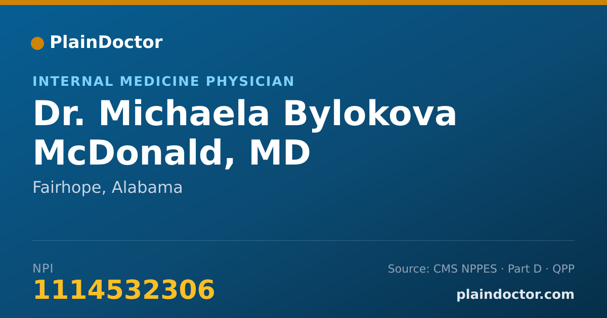 Shareable card for Michaela Bylokova McDonald, MD - Internal Medicine Physician, Fairhope, AL