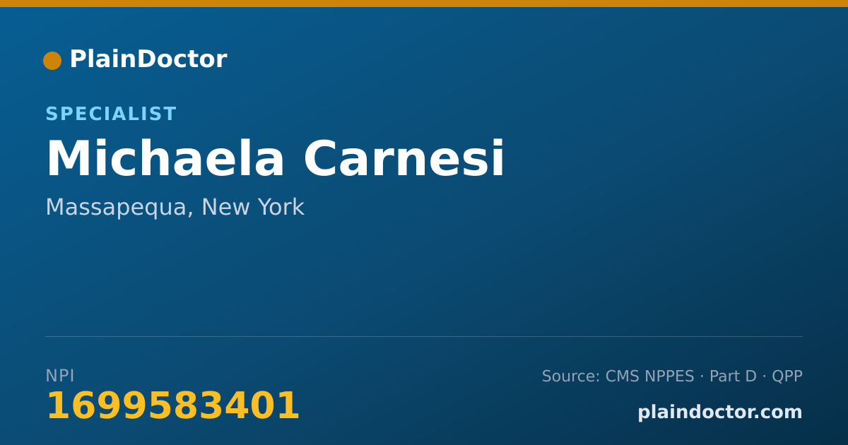 Shareable card for Michaela Carnesi - Specialist, Massapequa, NY