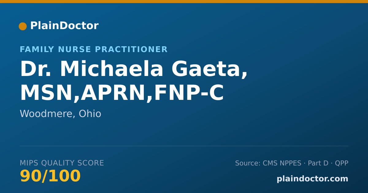 Shareable card for Michaela Gaeta, MSN,APRN,FNP-C - Family Nurse Practitioner, Woodmere, OH