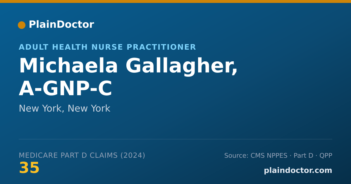 Shareable card for Michaela Gallagher, A-GNP-C - Adult Health Nurse Practitioner, New York, NY