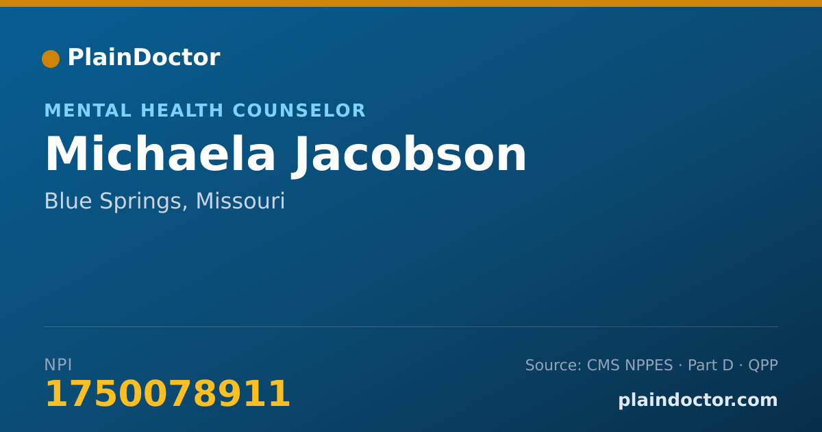 Shareable card for Michaela Jacobson - Mental Health Counselor, Blue Springs, MO