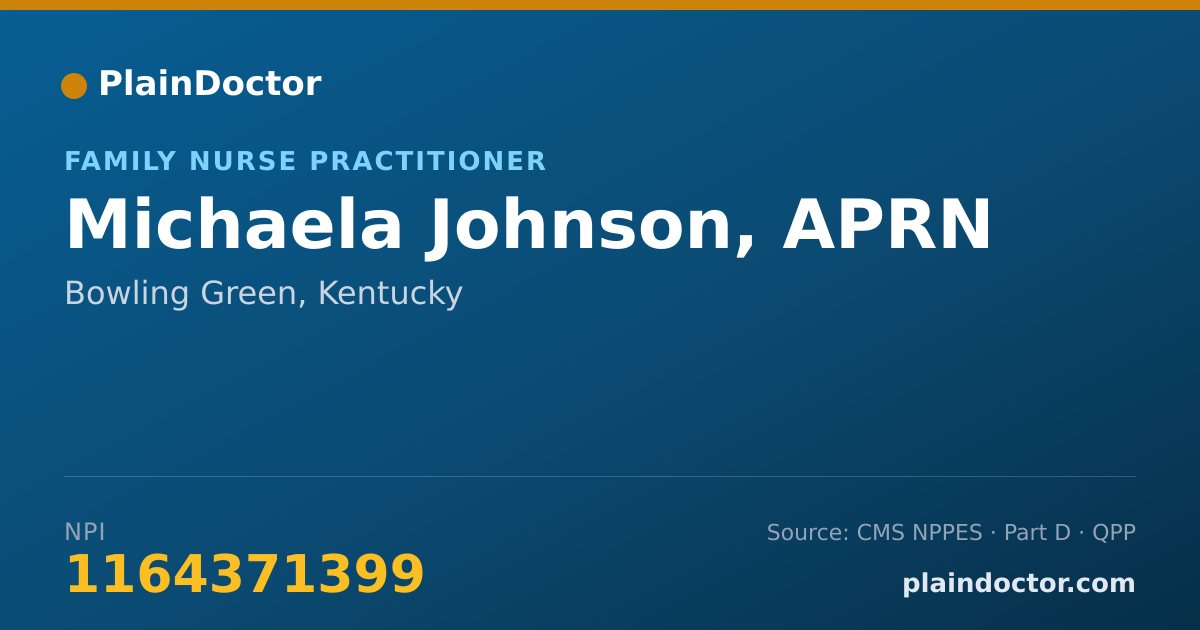 Shareable card for Michaela Johnson, APRN - Family Nurse Practitioner, Bowling Green, KY