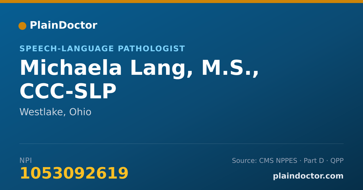 Shareable card for Michaela Lang, M.S., CCC-SLP - Speech-Language Pathologist, Westlake, OH