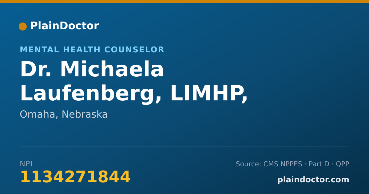 Shareable card for Michaela Laufenberg, LIMHP, LMHP, LPC - Mental Health Counselor, Omaha, NE