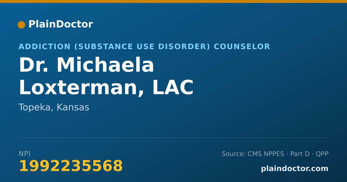 Shareable card for Michaela Loxterman, LAC - Addiction (Substance Use Disorder) Counselor, Topeka, KS