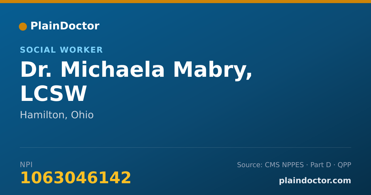 Shareable card for Michaela Mabry, LCSW - Social Worker, Hamilton, OH