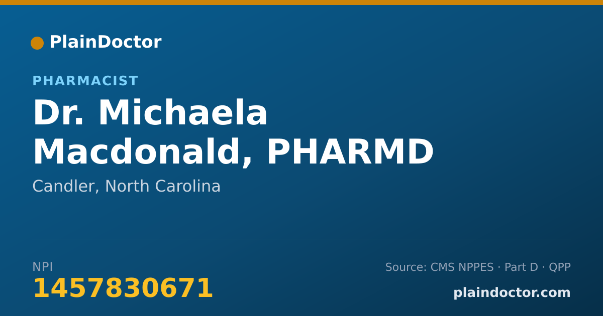 Shareable card for Michaela Macdonald, PHARMD - Pharmacist, Candler, NC