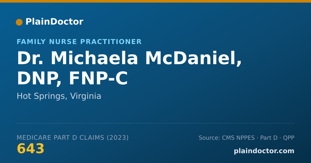 Shareable card for Michaela McDaniel, DNP, FNP-C - Family Nurse Practitioner, Hot Springs, VA