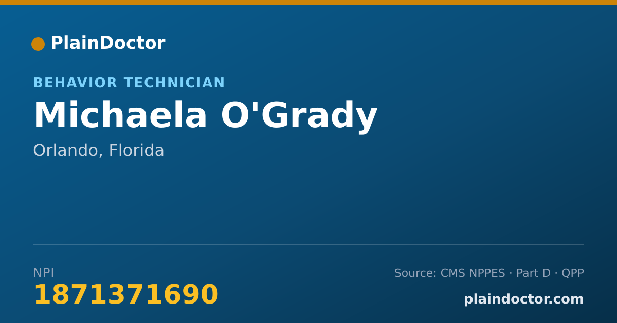 Shareable card for Michaela O'Grady - Behavior Technician, Orlando, FL