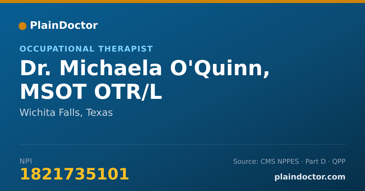 Shareable card for Michaela O'Quinn, MSOT OTR/L - Occupational Therapist, Wichita Falls, TX