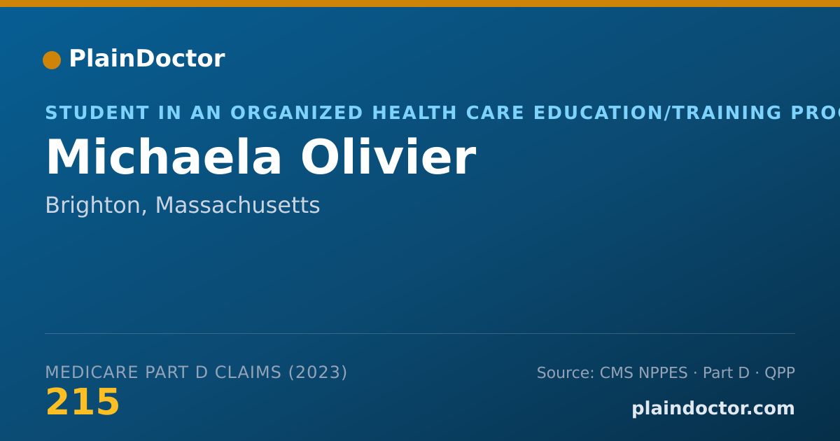 Shareable card for Michaela Olivier - Student in an Organized Health Care Education/Training Program, Brighton, MA