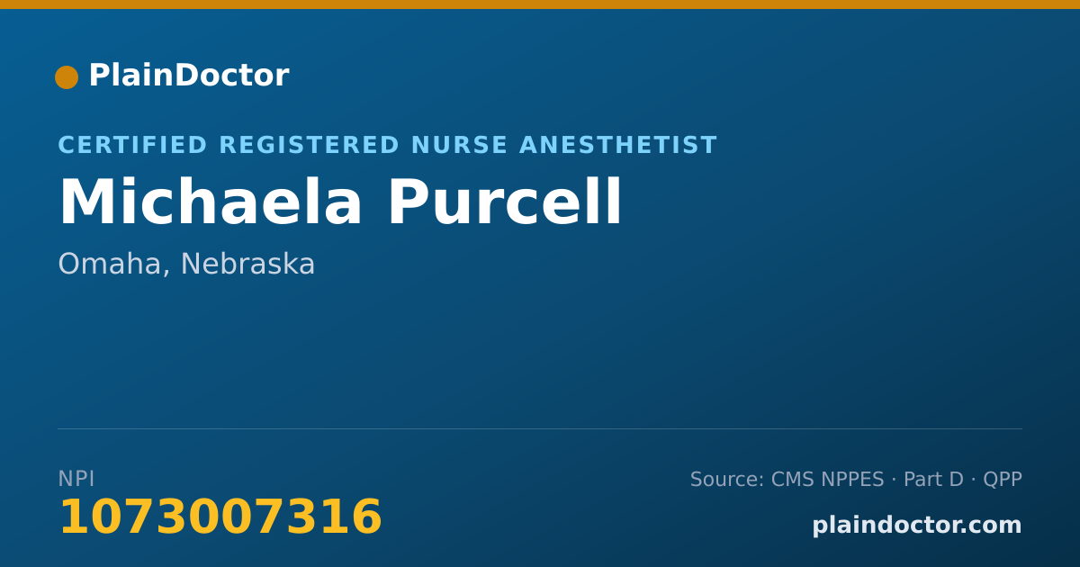 Shareable card for Michaela Purcell - Certified Registered Nurse Anesthetist, Omaha, NE