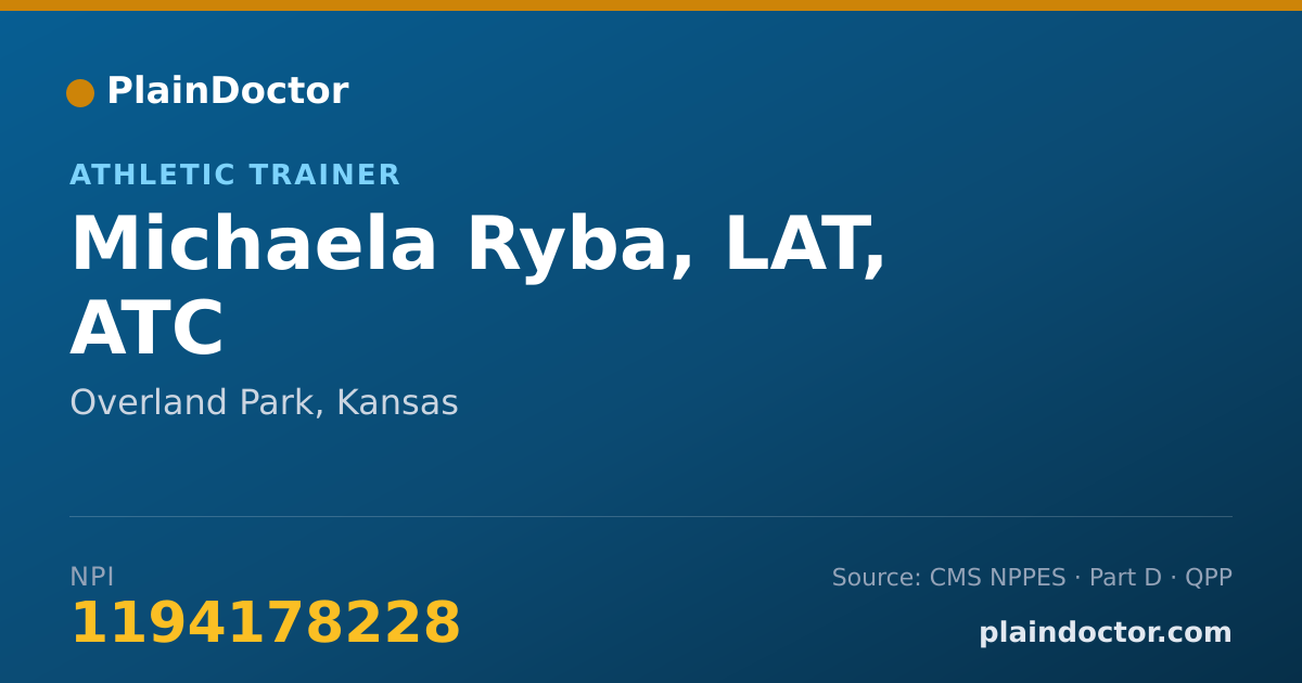 Shareable card for Michaela Ryba, LAT, ATC - Athletic Trainer, Overland Park, KS