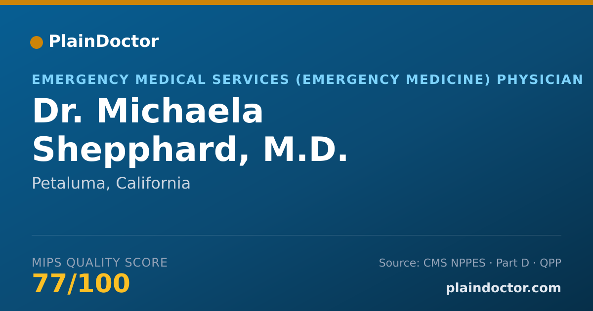 Shareable card for Michaela Shepphard, M.D. - Emergency Medical Services (Emergency Medicine) Physician, Petaluma, CA