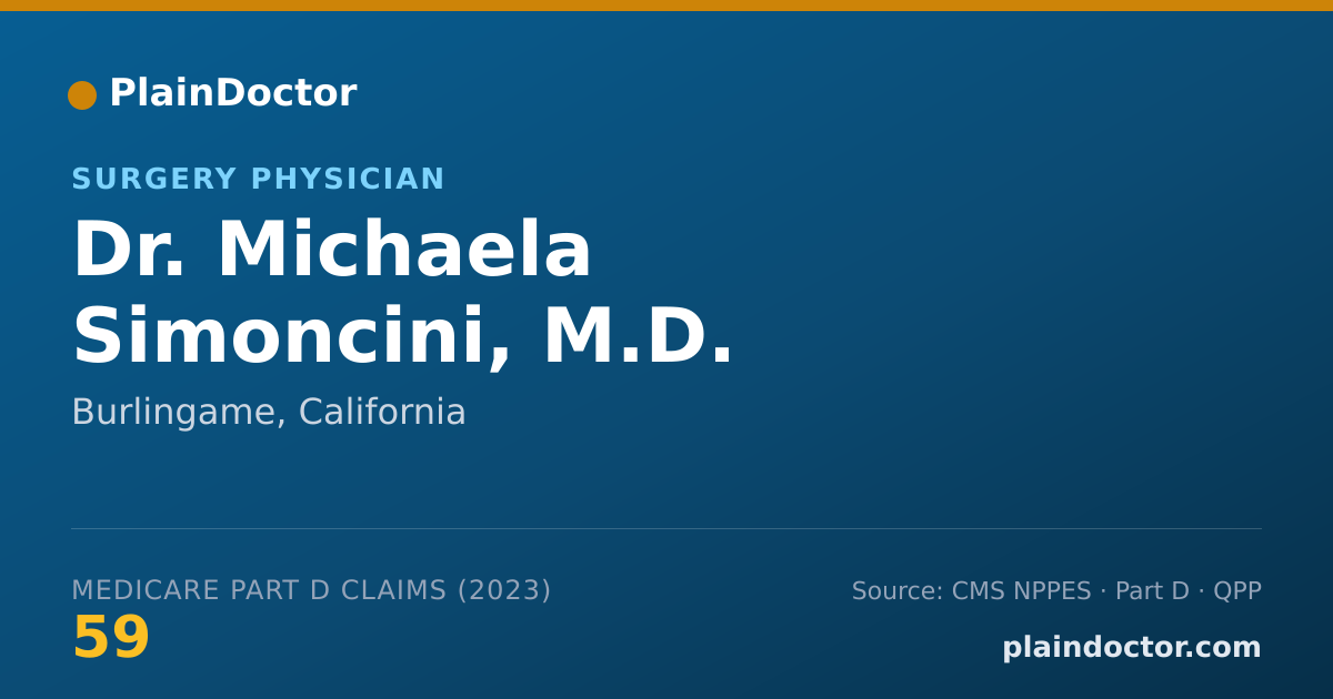 Shareable card for Michaela Simoncini, M.D. - Surgery Physician, Burlingame, CA