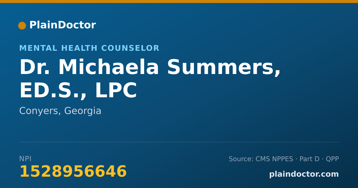 Shareable card for Michaela Summers, ED.S., LPC - Mental Health Counselor, Conyers, GA