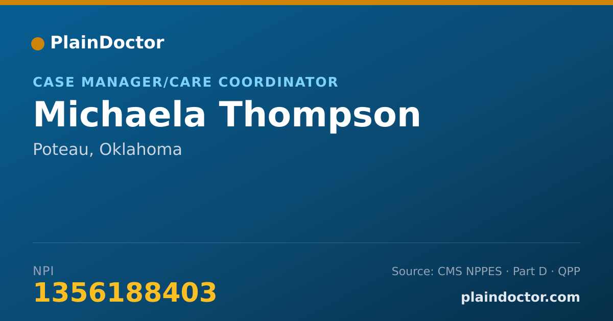 Shareable card for Michaela Thompson - Case Manager/Care Coordinator, Poteau, OK