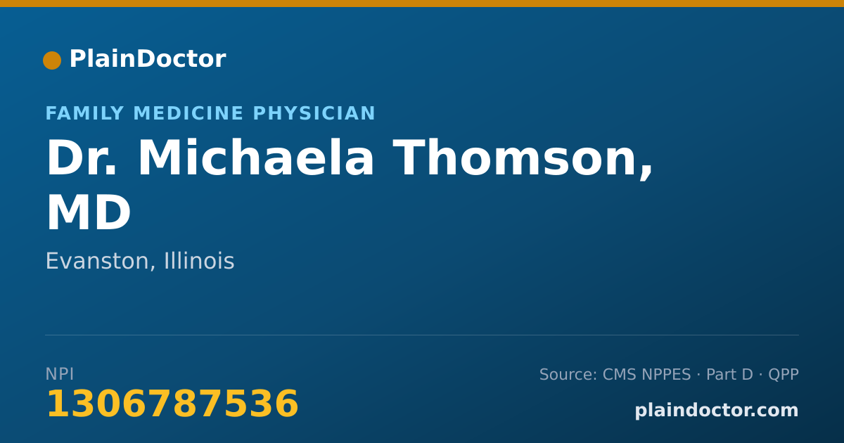 Shareable card for Michaela Thomson, MD - Family Medicine Physician, Evanston, IL