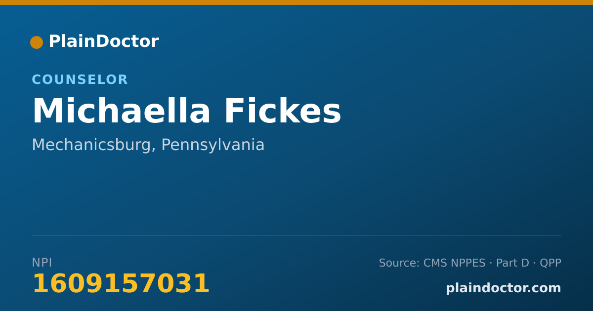 Shareable card for Michaella Fickes - Counselor, Mechanicsburg, PA