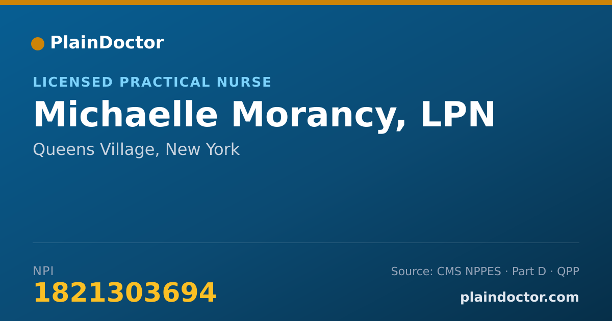 Shareable card for Michaelle Morancy, LPN - Licensed Practical Nurse, Queens Village, NY