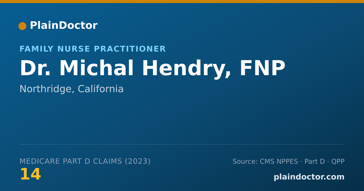 Shareable card for Michal Hendry, FNP - Family Nurse Practitioner, Northridge, CA