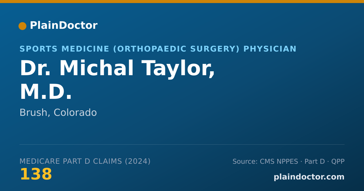 Shareable card for Michal Taylor, M.D. - Sports Medicine (Orthopaedic Surgery) Physician, Brush, CO