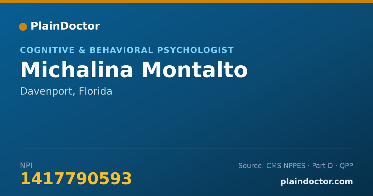 Shareable card for Michalina Montalto - Cognitive & Behavioral Psychologist, Davenport, FL
