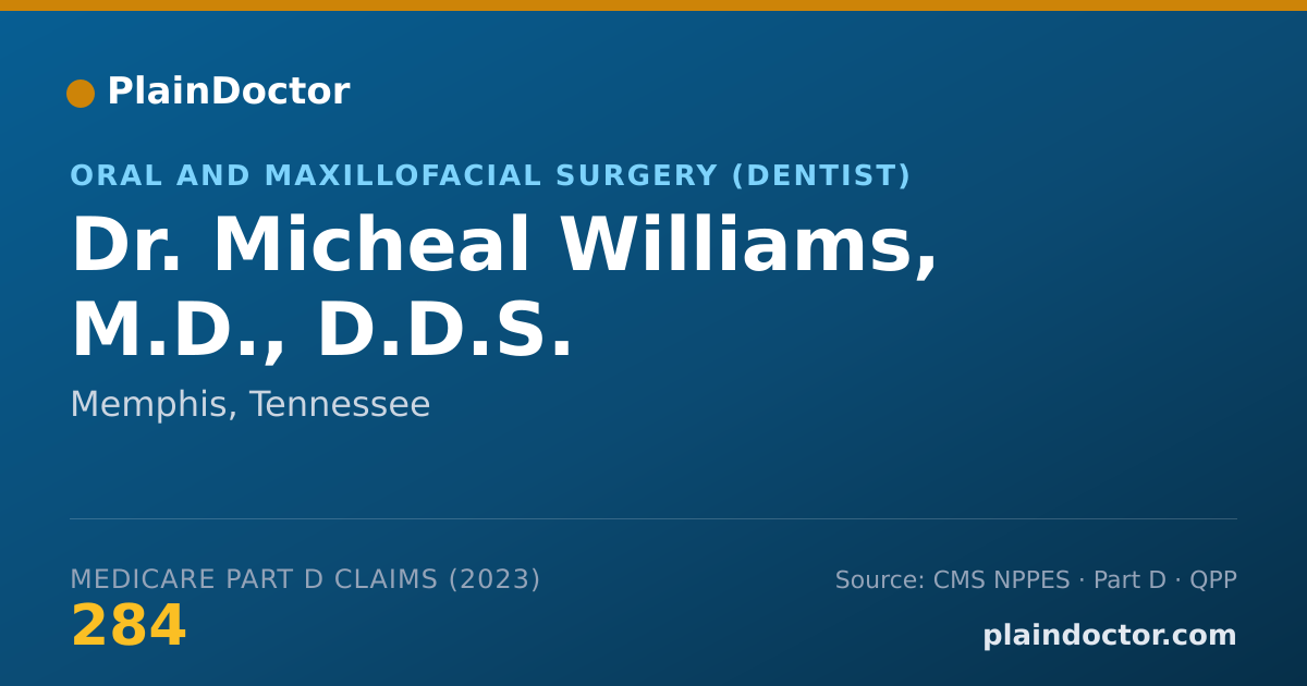 Shareable card for Micheal Williams, M.D., D.D.S. - Oral and Maxillofacial Surgery (Dentist), Memphis, TN