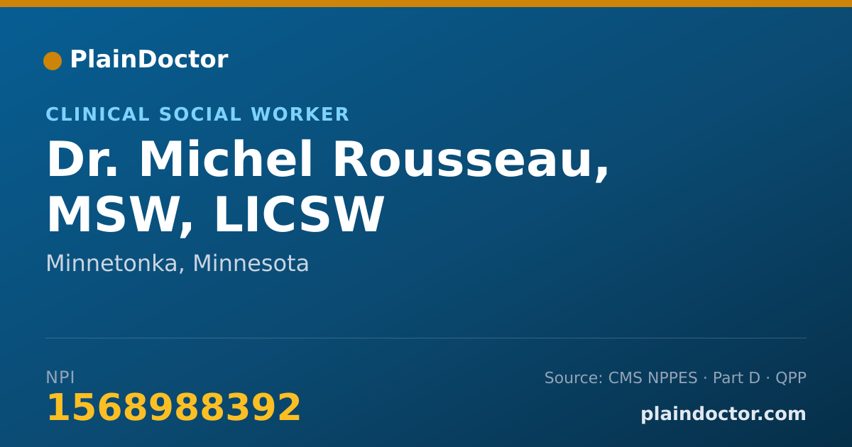 Shareable card for Michel Rousseau, MSW, LICSW - Clinical Social Worker, Minnetonka, MN