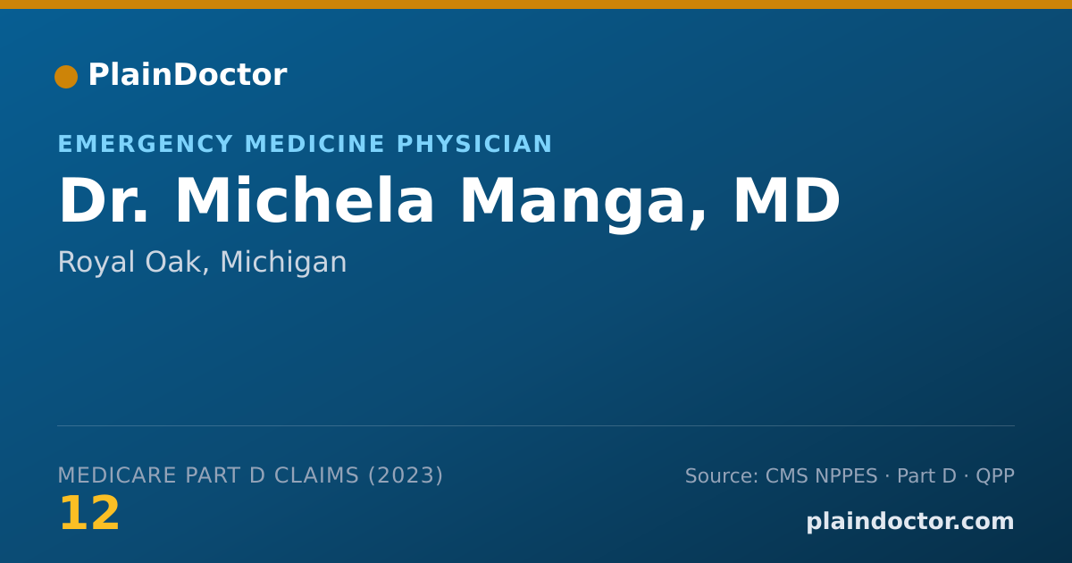 Shareable card for Michela Manga, MD - Emergency Medicine Physician, Royal Oak, MI