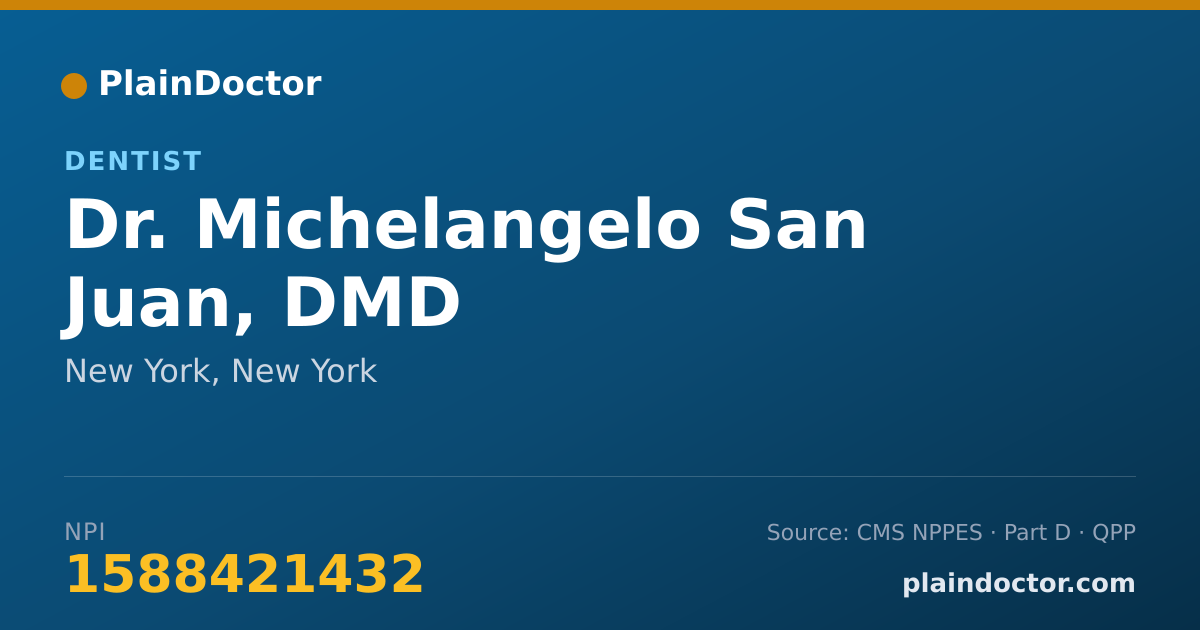 Shareable card for Michelangelo San Juan, DMD - Dentist, New York, NY
