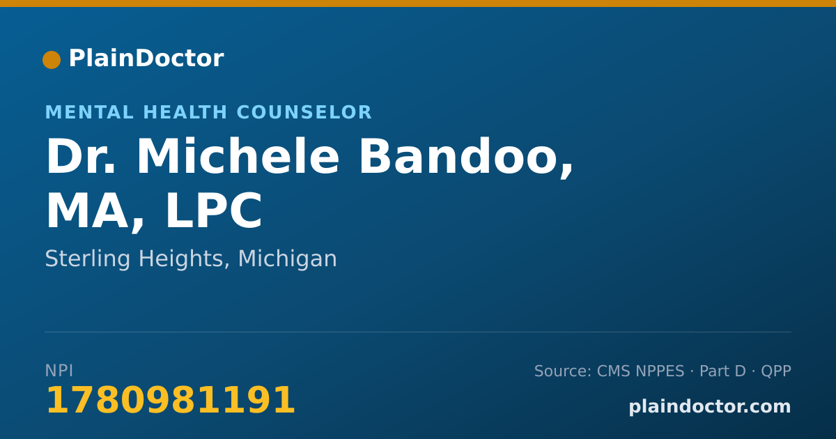 Shareable card for Michele Bandoo, MA, LPC - Mental Health Counselor, Sterling Heights, MI