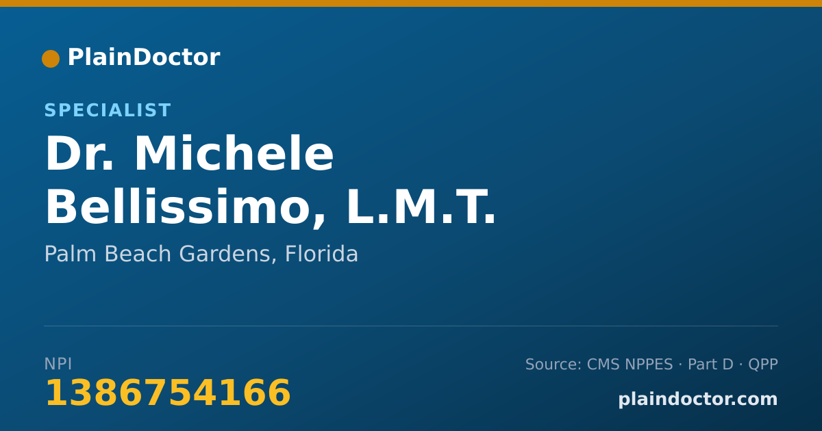 Shareable card for Michele Bellissimo, L.M.T. - Specialist, Palm Beach Gardens, FL