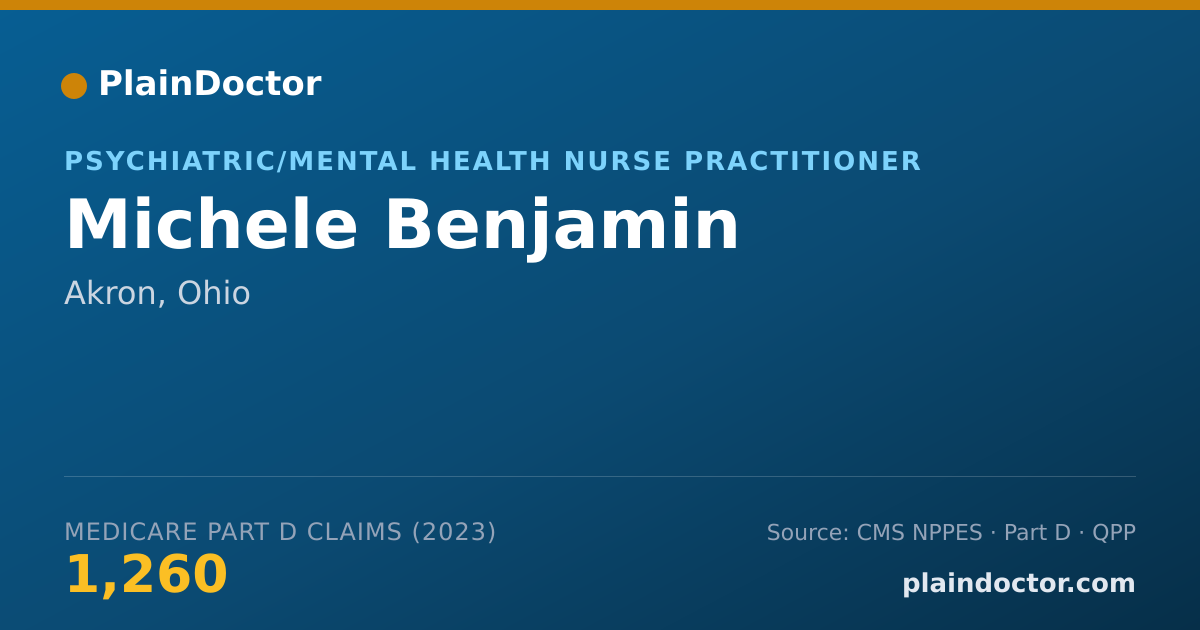 Shareable card for Michele Benjamin - Psychiatric/Mental Health Nurse Practitioner, Akron, OH